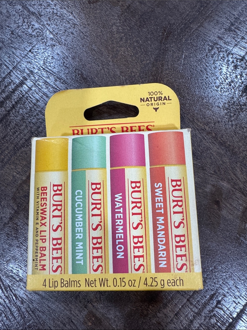 ⭐️3/$20 bundle⭐️Burt's Bees Lip Balm 4-Pack — Yellow, Green, Pink, Coral